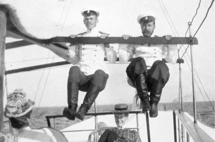 Emperor Nicholas II and Grand Duke Mikhail Alexandrovich on the yacht Foros